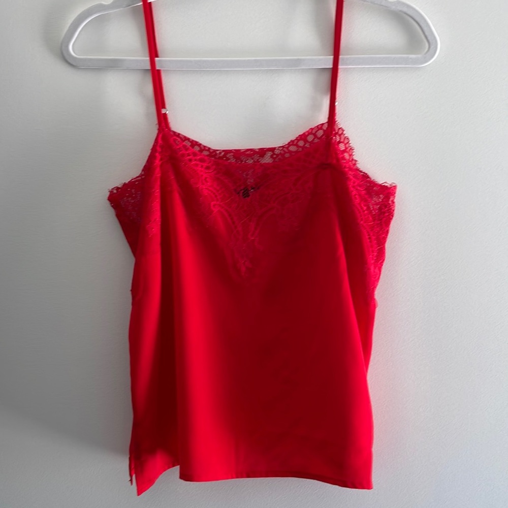 Lulus Red Lace Trim Cami Top Small